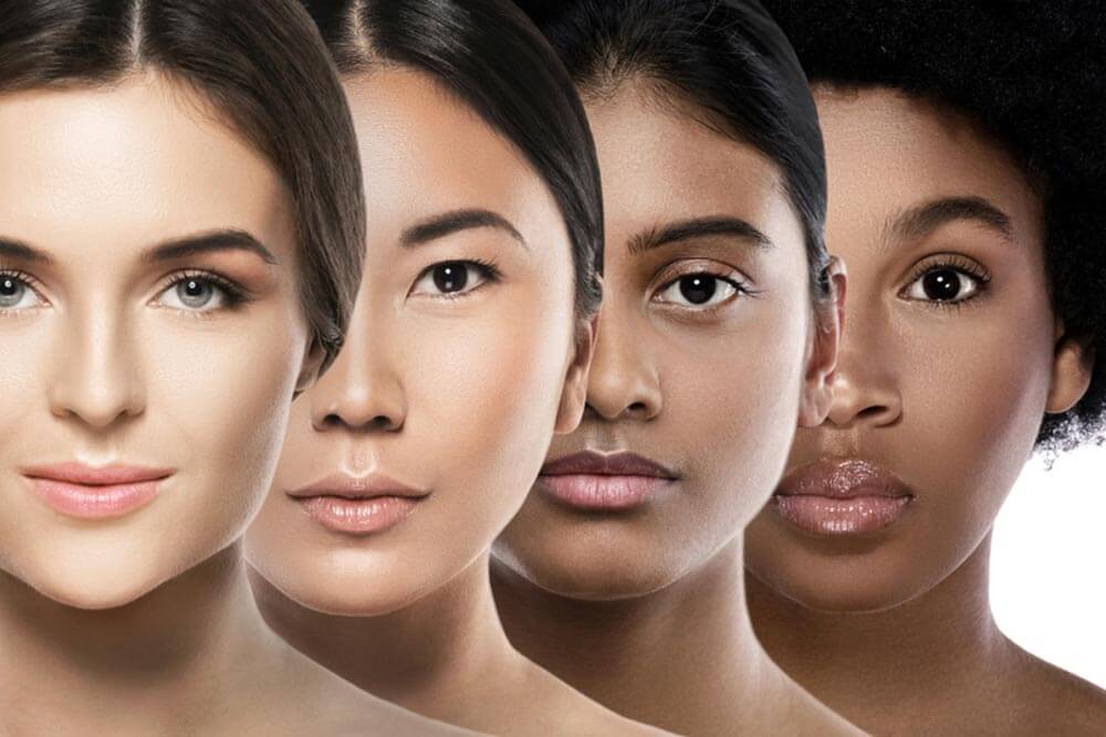 different women with skin tone shades